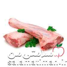 گوشت بره، برش از ساق پای جلو، گوشت خالص درجه 2 با چربی(با ضخامت چربی 6.5 میلیمتر)، خام